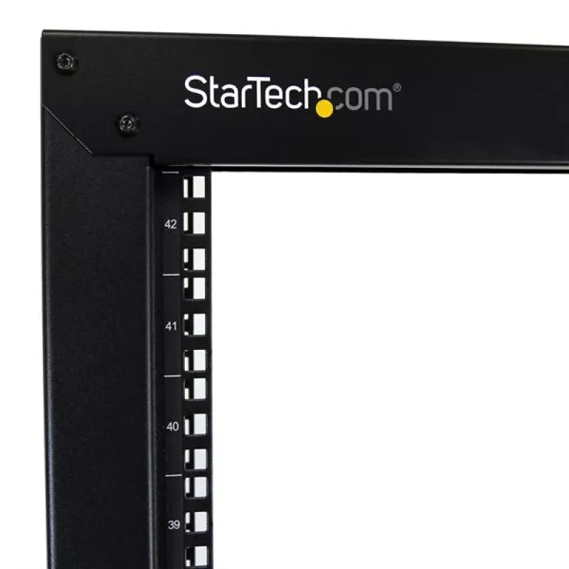 StarTech.com 2-słupkowy mobilny stelaż serwerowy 42U z otwartą ramą, dwusłupkowy 19-calowy stelaż sieciowy na kółkach, przesuwny stelaż otwarty do sprzętu AV/Data/Media/IT, stelaż komputerowy do przestrzeni domowych/biurowych – w zestawie kółka