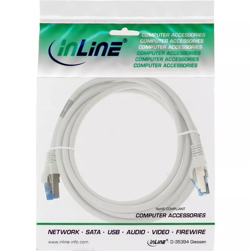 InLine Patch kabel S/FTP PiMF Cat.6A bezhalogenowy 500MHz biały 2m