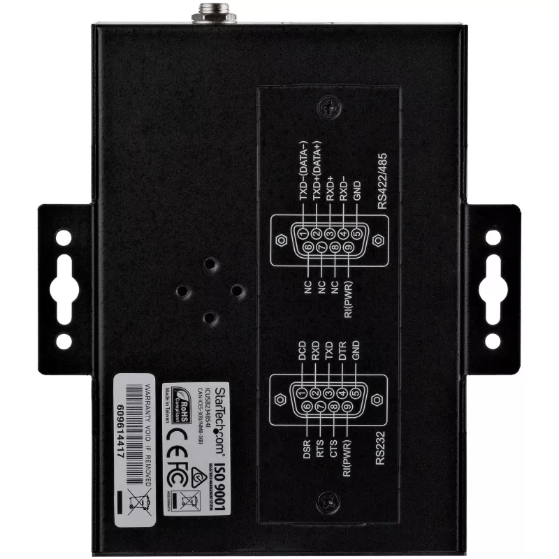 StarTech.com 4-portowy koncentrator szeregowy USB do RS232/RS485/RS422 – przemysłowy konwerter szeregowy USB 2.0 na DB9 – stopień ochrony IP30 – metalowy koncentrator szeregowy do montażu na szynie DIN – ochrona ESD 15 kV