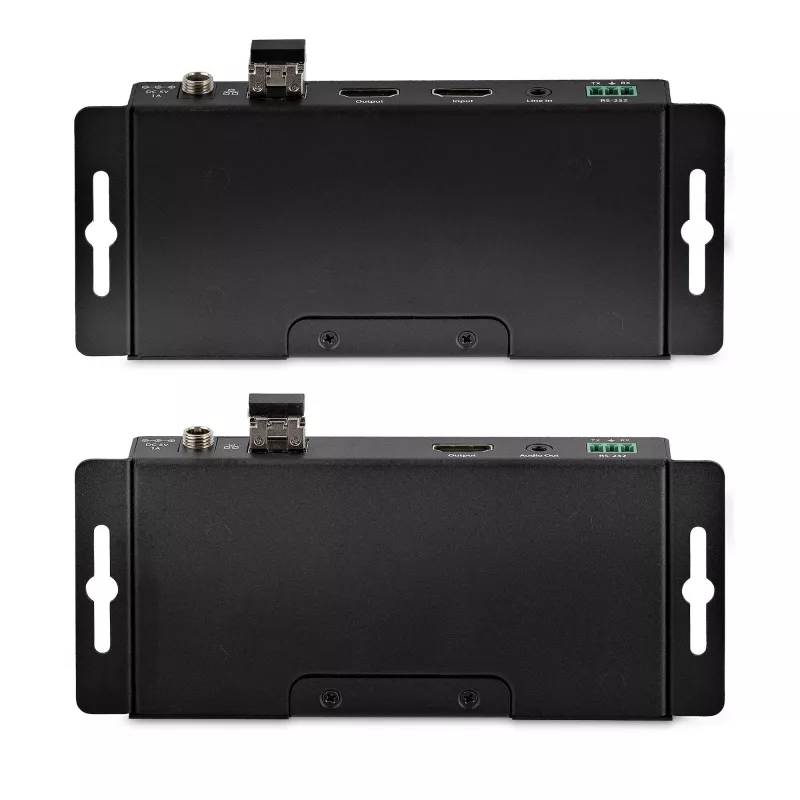 StarTech.com Zestaw przedłużacza HDMI przez światłowód 4K, 4K 60 Hz do 3300 stóp/1 km (jednomodowy) lub 1000 stóp/300 m (wielomodowy) złącze światłowodowe LC, HDR, HDCP, przedłużacz audio 3,5 mm/RS232/IR, zestaw nadajnika i odbiornika