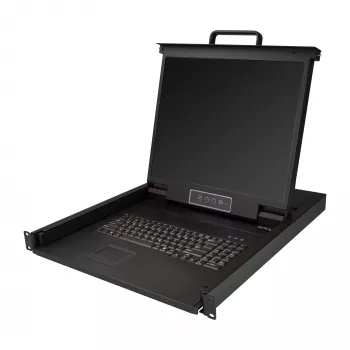 StarTech.com Rackmount KVM Console - Single Port VGA KVM z 19-calowym monitorem LCD do szafy serwerowej - W pełni funkcjonalny uniwersalny 1U LCD KVM Drawer z kablami i akcesoriami montażowymi - Obsługa USB - 50 000 MTBF