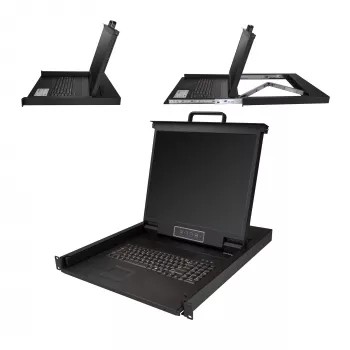 StarTech.com Rackmount KVM Console - Single Port VGA KVM z 19-calowym monitorem LCD do szafy serwerowej - W pełni funkcjonalny uniwersalny 1U LCD KVM Drawer z kablami i akcesoriami montażowymi - Obsługa USB - 50 000 MTBF