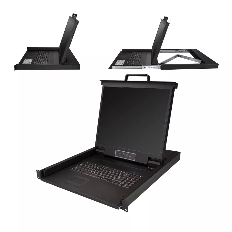 StarTech.com Rackmount KVM Console - Single Port VGA KVM z 19-calowym monitorem LCD do szafy serwerowej - W pełni funkcjonalny uniwersalny 1U LCD KVM Drawer z kablami i akcesoriami montażowymi - Obsługa USB - 50 000 MTBF