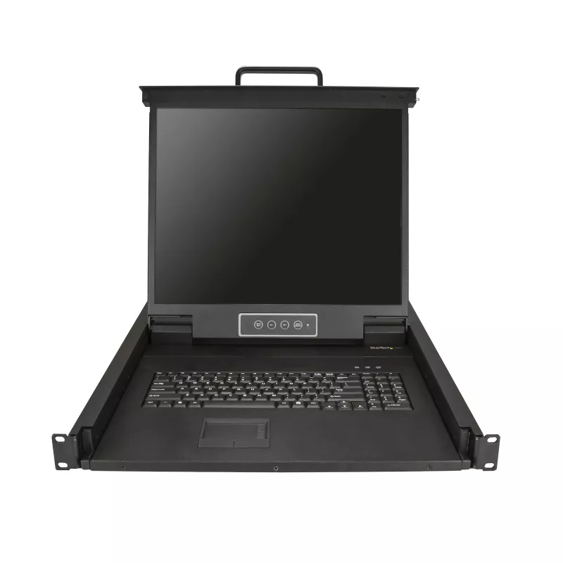 StarTech.com Rackmount KVM Console - Single Port VGA KVM z 19-calowym monitorem LCD do szafy serwerowej - W pełni funkcjonalny uniwersalny 1U LCD KVM Drawer z kablami i akcesoriami montażowymi - Obsługa USB - 50 000 MTBF