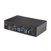 StarTech.com 2-Portowy Przełącznik KVM DisplayPort, 8K 60Hz / 4K 144Hz, Pojedynczy Wyświetlacz, DP 1.4, 2x Porty USB 3.0, 4x Porty USB 2.0 HID, Przełączanie Przyciskiem i Skrótami Klawiszowymi, Zgodny z TAA - Niezależny od Systemu Operacyjnego, Metalowa Obudowa