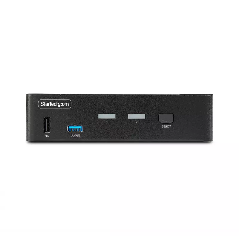 StarTech.com 2-Portowy Przełącznik KVM DisplayPort, 8K 60Hz / 4K 144Hz, Pojedynczy Wyświetlacz, DP 1.4, 2x Porty USB 3.0, 4x Porty USB 2.0 HID, Przełączanie Przyciskiem i Skrótami Klawiszowymi, Zgodny z TAA - Niezależny od Systemu Operacyjnego, Metalowa Obudowa