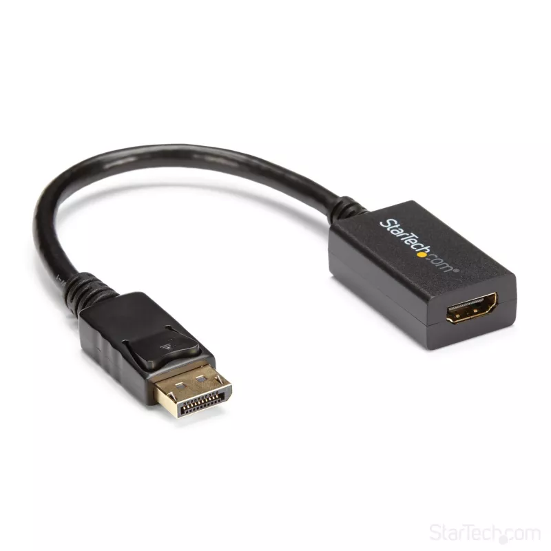 Adapter StarTech.com DisplayPort na HDMI – DP 1.2 na HDMI Konwerter wideo 1080p – Przejściówka DP na HDMI do monitora/telewizora/wyświetlacza – Pasywny adapter DP na HDMI – Złącze DP z zatrzaskiem