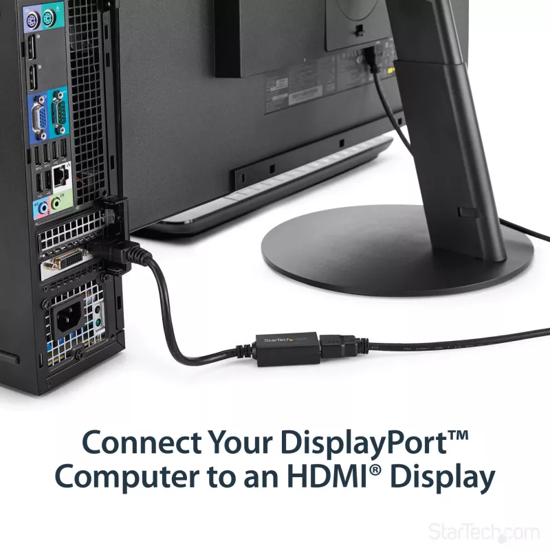 Adapter StarTech.com DisplayPort na HDMI – DP 1.2 na HDMI Konwerter wideo 1080p – Przejściówka DP na HDMI do monitora/telewizora/wyświetlacza – Pasywny adapter DP na HDMI – Złącze DP z zatrzaskiem