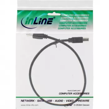 Kabel USB 2.0 Typ A męski / B męski czarny 0,5 m InLine 34550X