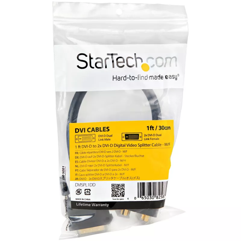 StarTech.com 30 cm kabel rozdzielający sygnał wideo DVI-D na 2x DVI-D – M/Ż 1 ft DVI-D na 2x DVI-D – M/Ż