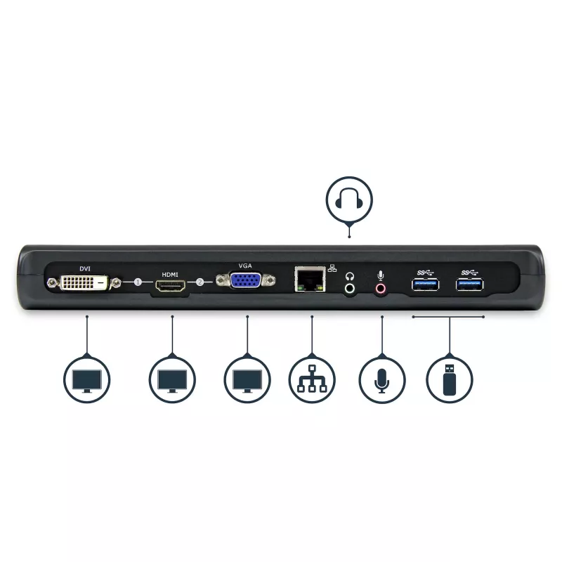 StarTech.com Stacja dokująca USB 3.0 z obsługą dwóch monitorów, HDMI i DVI/VGA