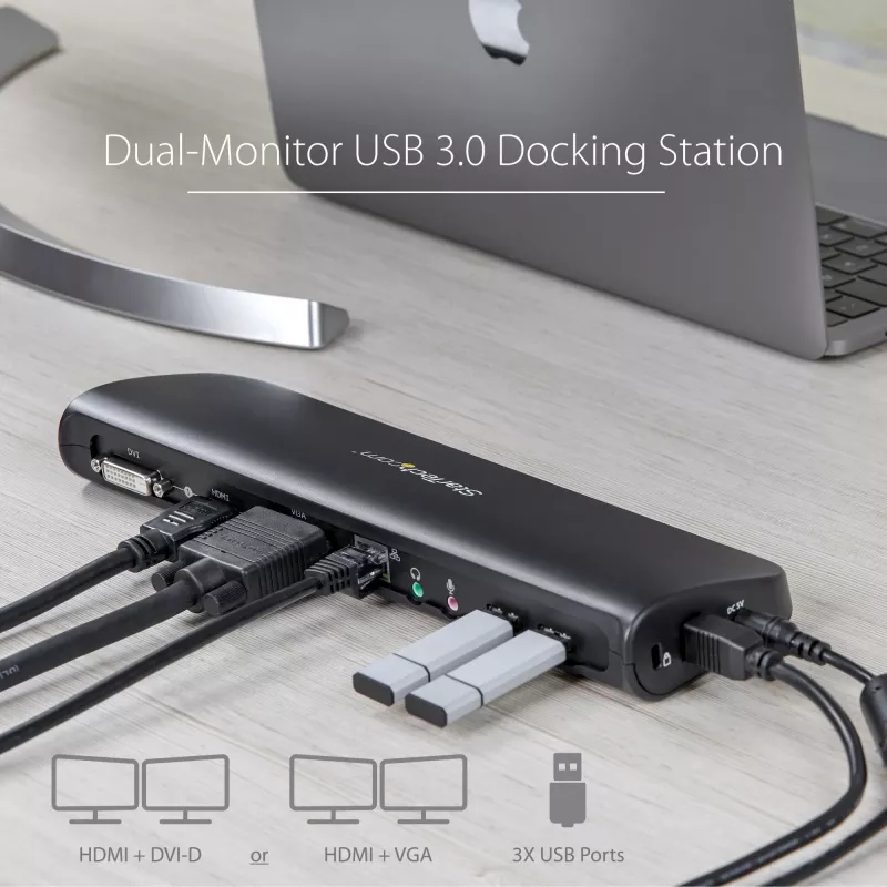 StarTech.com Stacja dokująca USB 3.0 z obsługą dwóch monitorów, HDMI i DVI/VGA