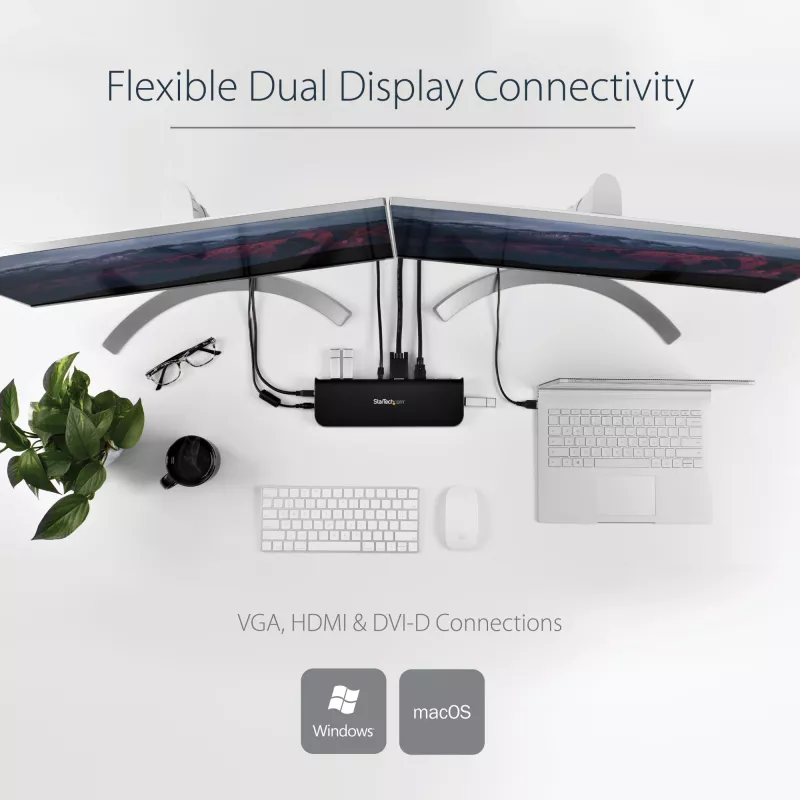 StarTech.com Stacja dokująca USB 3.0 z obsługą dwóch monitorów, HDMI i DVI/VGA
