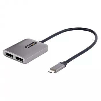 StarTech.com Adapter USB-C na dwa Displayport 1.4, Hub MST multi-monitor USB Typu-C, Rozdzielacz/przedłużacz ekranu laptopa Dual 5K 60Hz DP, HDR, Wyjątkowo długi wbudowany kabel - Tylko Windows