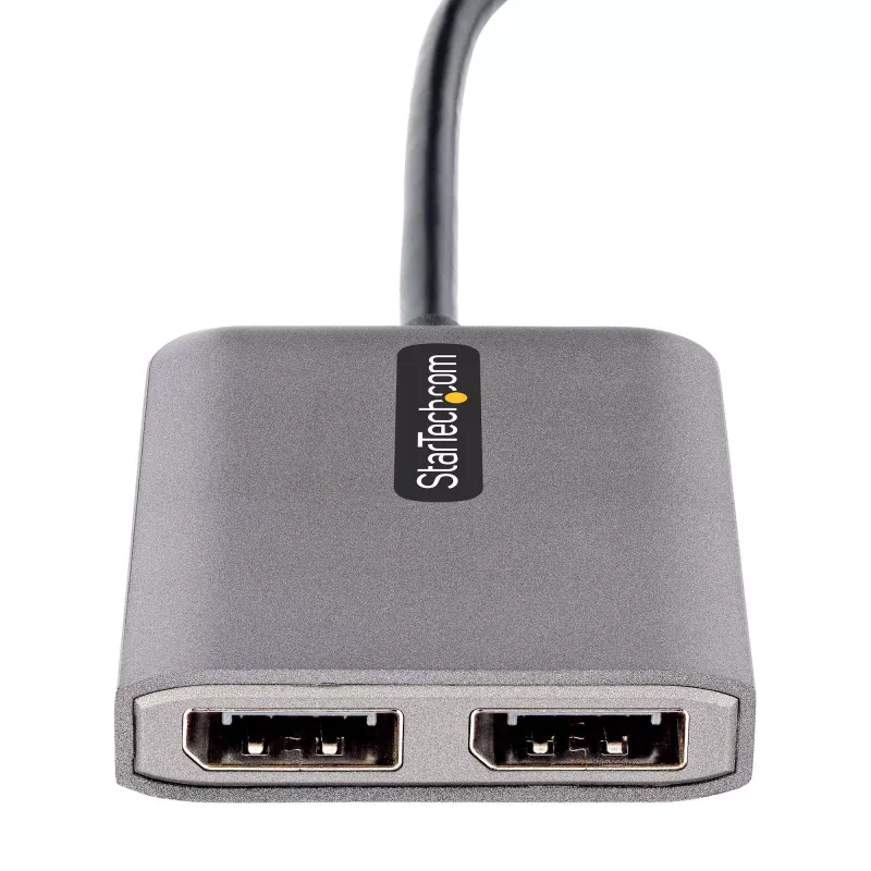 StarTech.com Adapter USB-C na dwa Displayport 1.4, Hub MST multi-monitor USB Typu-C, Rozdzielacz/przedłużacz ekranu laptopa Dual 5K 60Hz DP, HDR, Wyjątkowo długi wbudowany kabel - Tylko Windows