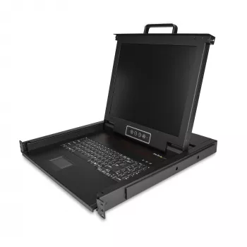Konsola KVM do montażu w szafie StarTech.com – Jednoportowa konsola KVM VGA z 17-calowym monitorem LCD do szaf serwerowych – W pełni funkcjonalna, uniwersalna szuflada LCD KVM 1U z kablami i osprzętem – Obsługa USB – 50 000 h MTBF