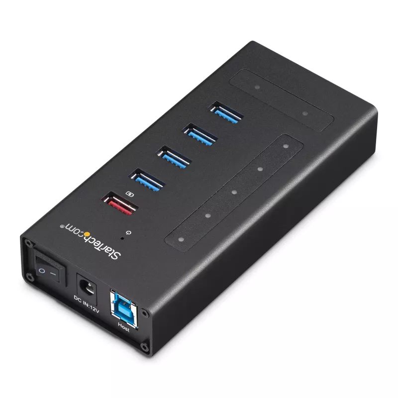 StarTech.com 7-portowy hub USB-C - USB typu C do 2x USB-C/5x USB-A - Komercyjny metalowy hub USB 3.0 - SuperSpeed USB 3.2 Gen 1 (5 Gb/s) - Zasilany samodzielnie - Szybkie ładowanie BC 1.2 - Możliwość montażu/Wytrzymały