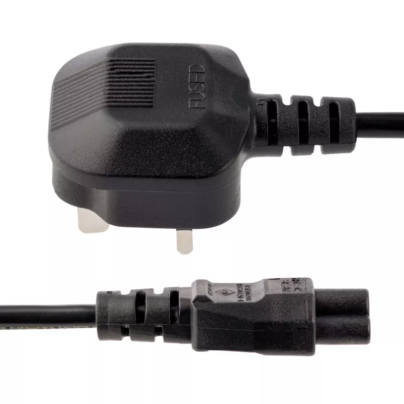 StarTech.com 3ft (1m) UK Laptop przewód zasilający, BS 1363 to C5 (Clover Leaf), 2.5A 250V, 18AWG, UK Laptop Replacement Cord, Printer przewód zasilający, Laptop Charger Cord, Laptop Power Brick Cord