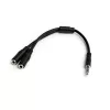 StarTech.com Adapter do zestawów słuchawkowych z oddzielnymi wtyczkami słuchawek i mikrofonu – 3,5 mm 4-pozycyjny na 2x 3-pozycyjny 3,5 mm M/Ż