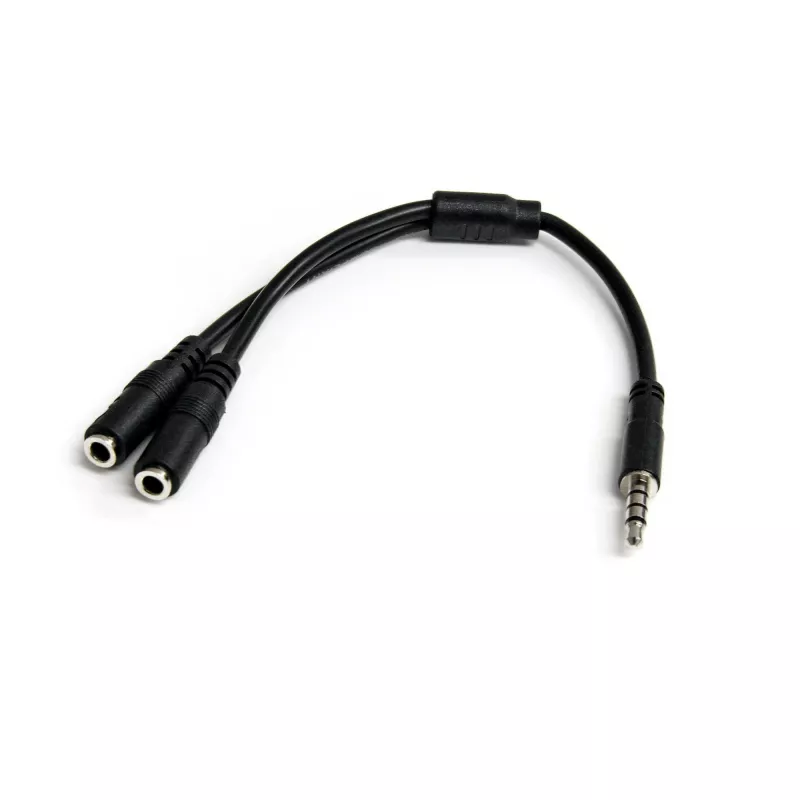StarTech.com Adapter do zestawów słuchawkowych z oddzielnymi wtyczkami słuchawek i mikrofonu – 3,5 mm 4-pozycyjny na 2x 3-pozycyjny 3,5 mm M/Ż