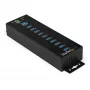 StarTech.com 10-portowy hub USB 3.0 z zasilaczem - Metalowy przemysłowy hub USB-A z ESD i ochroną przeciwprzepięciową 350 W - Możliwość montażu na szynie DIN/ścianie/biurku - Szybki hub USB 3.2 Gen 1 (5 Gb/s)