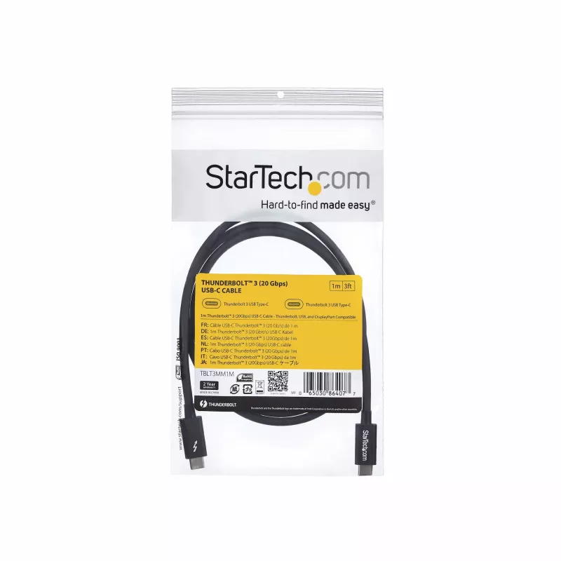Kabel StarTech.com Thunderbolt 3 (20 Gb/s) USB-C 1 m - zgodny z Thunderbolt, USB i DisplayPort