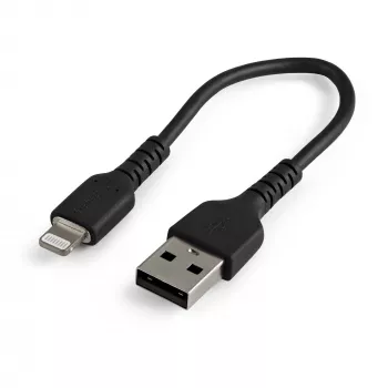StarTech.com 6-calowy (15 cm) Wytrzymały Czarny Kabel USB-A na Lightning — Wzmocniony Włóknem Aramidowym Przewód Ładująco-Synchronizacyjny USB-A na Lightning — Certyfikat Apple MFi dla iPada/iPhone'a 12
