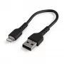 StarTech.com 6-calowy (15 cm) Wytrzymały Czarny Kabel USB-A na Lightning — Wzmocniony Włóknem Aramidowym Przewód Ładująco-Synchronizacyjny USB-A na Lightning — Certyfikat Apple MFi dla iPada/iPhone'a 12