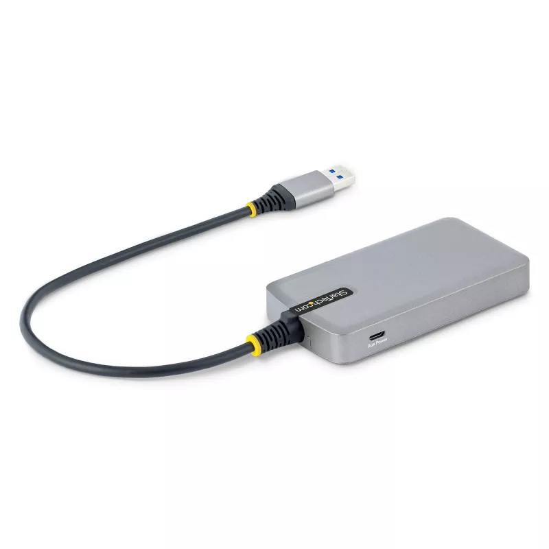 StarTech.com 4-portowy hub USB – USB 3.0 5 Gb/s, zasilany z magistrali, USB-A do 4x USB-A z opcjonalnym wejściem zasilania pomocniczego – przenośny hub USB do komputerów stacjonarnych/laptopów, kabel 30 cm, hub rozszerzający USB