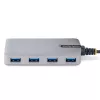StarTech.com 4-portowy hub USB – USB 3.0 5 Gb/s, zasilany z magistrali, USB-A do 4x USB-A z opcjonalnym wejściem zasilania pomocniczego – przenośny hub USB do komputerów stacjonarnych/laptopów, kabel 30 cm, hub rozszerzający USB