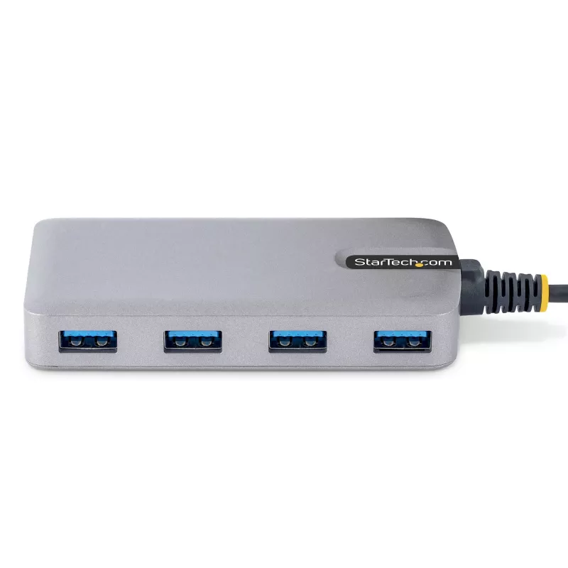 StarTech.com 4-portowy hub USB – USB 3.0 5 Gb/s, zasilany z magistrali, USB-A do 4x USB-A z opcjonalnym wejściem zasilania pomocniczego – przenośny hub USB do komputerów stacjonarnych/laptopów, kabel 30 cm, hub rozszerzający USB