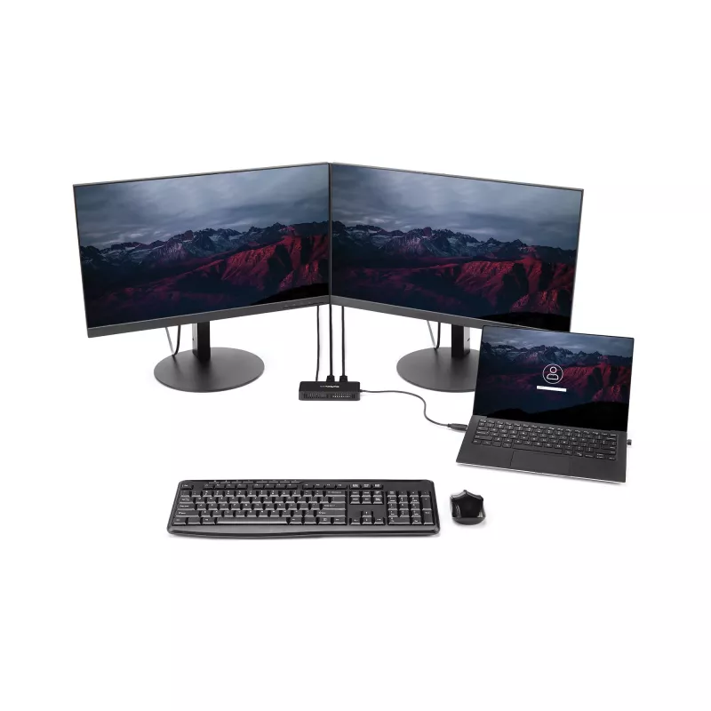 StarTech.com USB 3.0 Mini Dock - stacja dokująca z dwoma monitorami USB-A z DisplayPort 4K 60Hz i Gigabit Ethernet - kabel 30 cm - przenośny adapter do laptopa USB 3.1 Gen 1 Type-A