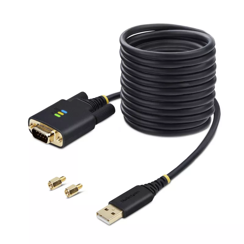 StarTech.com 10ft (3m) adapter kablowya USB na szeregowy, zachowanie COM, wymienne śruby/nakrętki, USB-A na DB9 RS232, układ FTDI, ochrona ESD, Windows/macOS/Linux