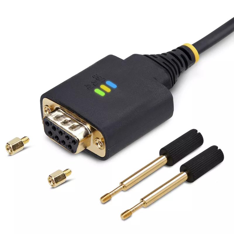 StarTech.com 3ft (1m) adapter kablowya USB na szeregowy null modem, wymienne śruby/nakrętki DB9, zachowanie COM, USB-A na RS232, FTDI, ochrona ESD poziomu 4, Windows/macOS/ChromeOS/Linux – wytrzymała konstrukcja TPE