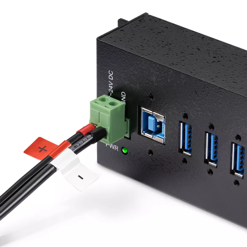 StarTech.com Uniwersalny zasilacz DC 160 W (24 V/6,6 A), przewód 2-żyłowy 4 stopy (1,2 m), 2/3-pinowe złącza terminal block, zewnętrzny zasilacz AC/DC 100–240 V do przemysłowych koncentratorów USB, NA/UK/EU/ANZ