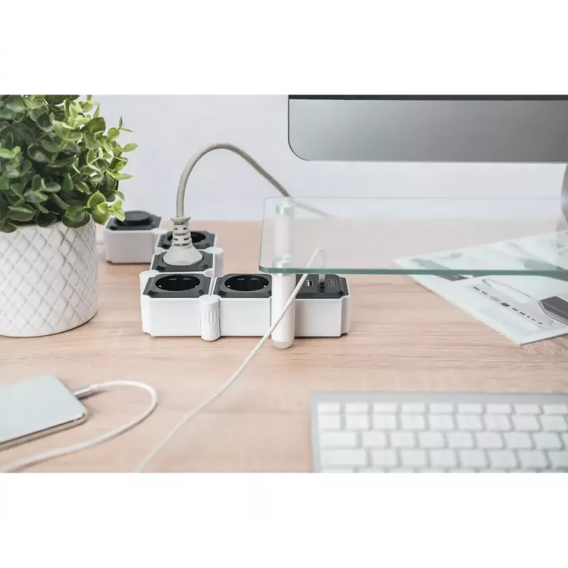 Listwa zasilająca Digitus elastyczna 4-gniazdowa z 2 portami USB i przełącznikiem