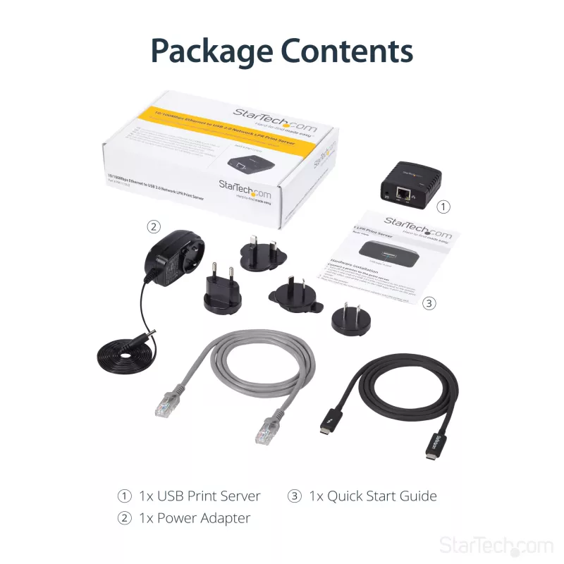 StarTech.com 10/100Mbps Ethernet do USB 2.0 Sieciowy serwer wydruku LPR
