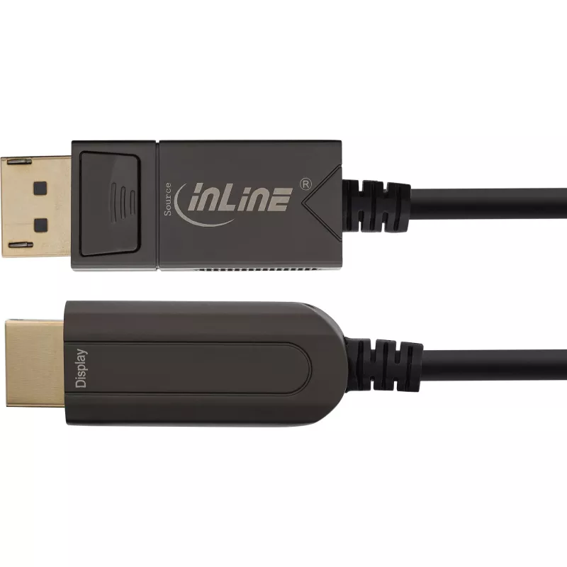 InLine DisplayPort to HDMI AOC converter kabel, 4K/60Hz, Czarny, 15m