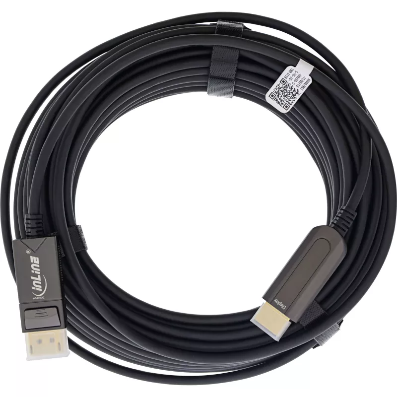 InLine DisplayPort to HDMI AOC converter kabel, 4K/60Hz, Czarny, 15m