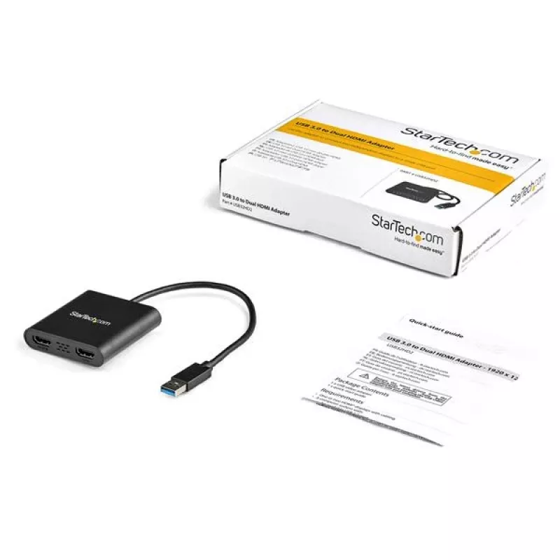 StarTech.com Adapter USB 3.0 do dwóch HDMI, Konwerter monitora USB na 2x HDMI dla Windows (brak wsparcia dla macOS/ChromeOS/Linux) - TAA