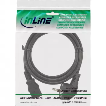 Kabel zasilający InLine, CEE 7/7 kątowy / 3-pin IEC C13 męski, 0,5 m