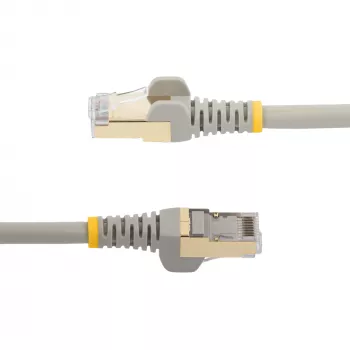 StarTech.com Kabel Ethernet CAT6a 1 m - 10 Gigabit, ekranowany, bez zaczepów, RJ45, 100 W PoE Patch Cord - 10GbE STP Kabel sieciowy z odciążeniem - Szary, testowany indywidualnie / okablowanie certyfikowane UL / TIA