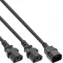 Kabel Y zasilający InLine typ F 1x IEC-C14 na 2x IEC-C13 1 m