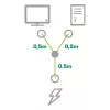 Kabel Y zasilający InLine typ F 1x IEC-C14 na 2x IEC-C13 1 m