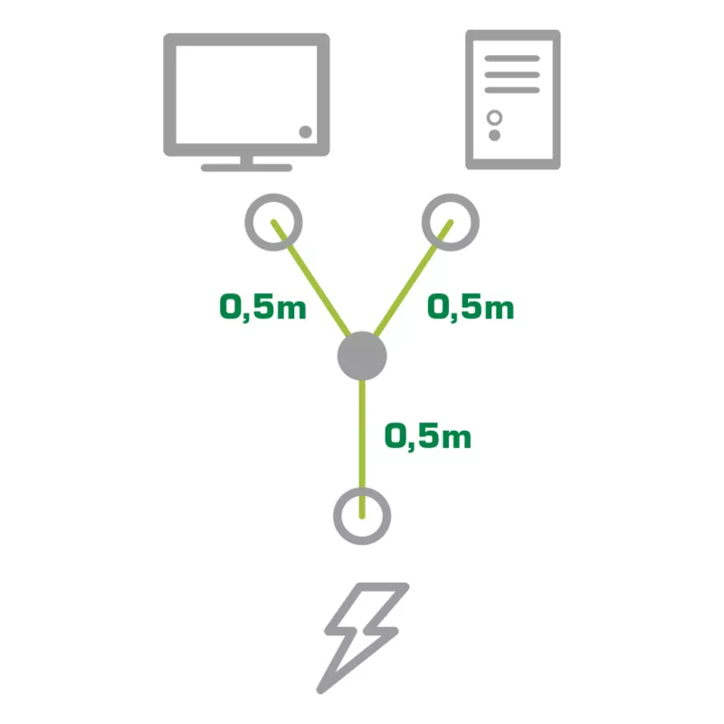 Kabel Y zasilający InLine typ F 1x IEC-C14 na 2x IEC-C13 1 m