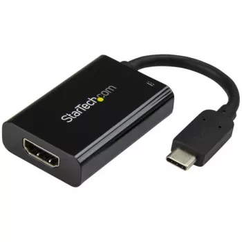 StarTech.com Adapter USB C do HDMI 2.0 z Power Delivery - 4K 60Hz USB Type-C do HDMI Konwerter Wideo Wyświetlacza - Port Przelotowego Ładowania PD 60 W - Kompatybilny z Thunderbolt 3 - Czarny