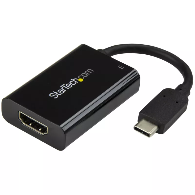 StarTech.com Adapter USB C do HDMI 2.0 z Power Delivery - 4K 60Hz USB Type-C do HDMI Konwerter Wideo Wyświetlacza - Port Przelotowego Ładowania PD 60 W - Kompatybilny z Thunderbolt 3 - Czarny