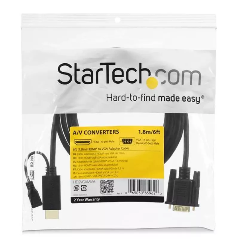 StarTech.com 6 ft HDMI do VGA - aktywny kabel konwertera - adapter HDMI na VGA - 1920x1200 lub 1080p