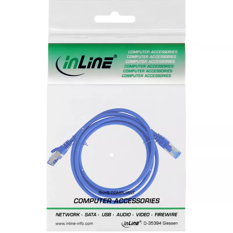 InLine Patch kabel S/FTP PiMF Cat.6A halogen free 500MHz niebieski 1m