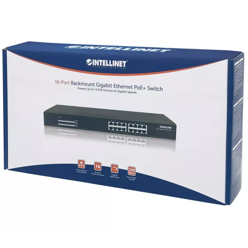 Przełącznik niezarządzalny Intellinet 16-portowy Gigabit Ethernet PoE+